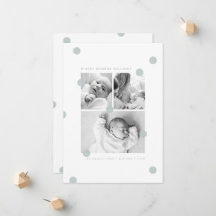 Blue Newborn Photo Collage Birth Announcement