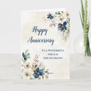 Blue Niece and Her Husband Wedding Anniversary Card