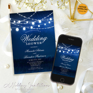 Blue Night and Silver Lights Wedding Shower Invitation
