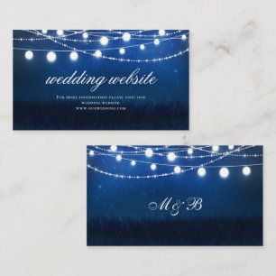 Blue Night and Silver Lights Wedding Website Card