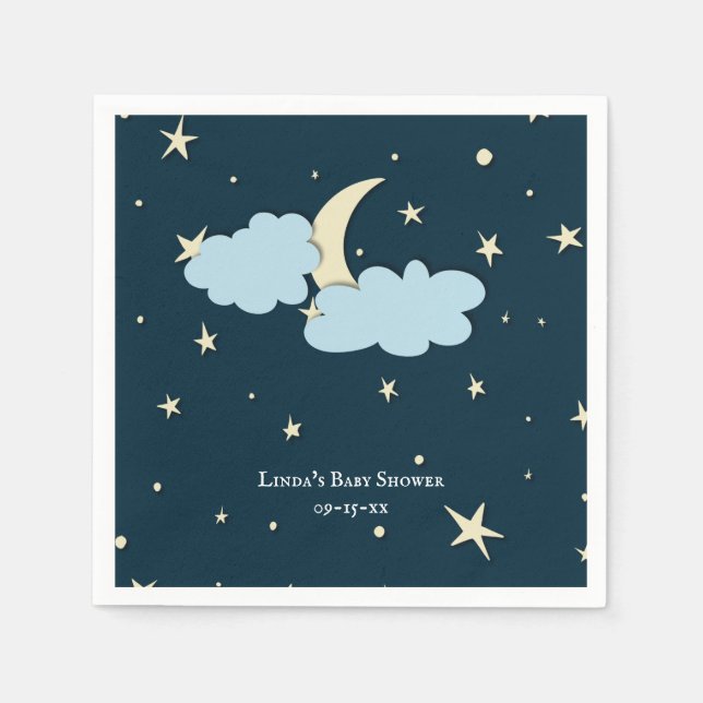 Blue Night Baby Shower Napkin (Front)