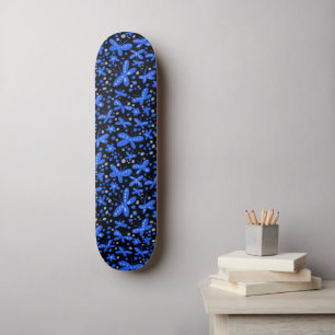 Blue Night Butterflies Skateboard