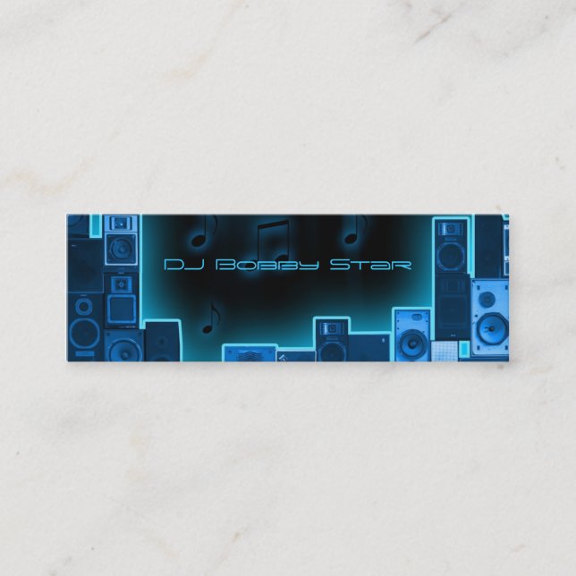 Blue night DJ businesscard Mini Business Card (Front)