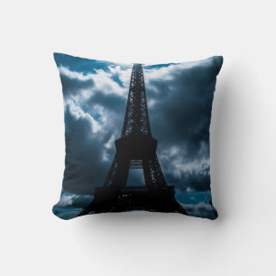 Blue Night Eiffel Tower Paris French Travel Cushion