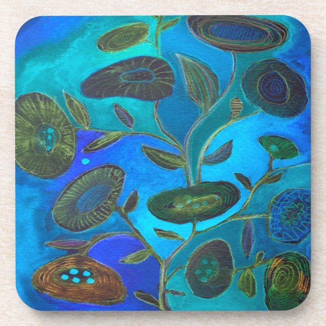 blue night keychain throw pillow coaster (Front)