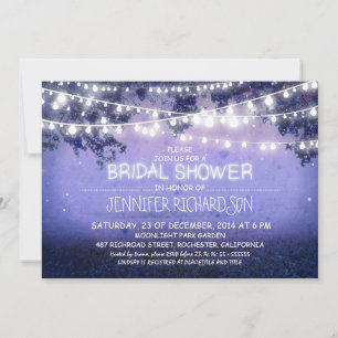 blue night lights bridal shower invitations