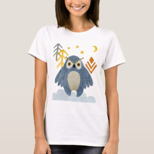 Blue night owl in the forest T-Shirt