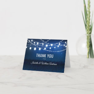 Blue Night & Silver String Lights Thank You Card