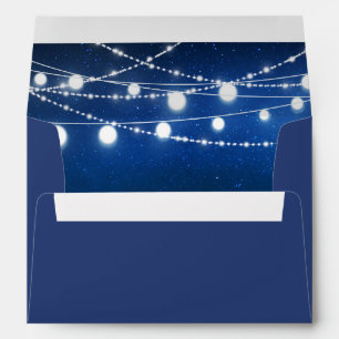 Blue Night & Silver String Lights Wedding Envelope