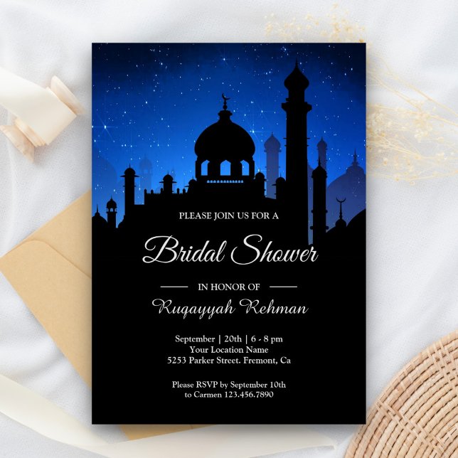 Blue Night Sky Arabian Nights Bridal Shower Invitation (Creator Uploaded)