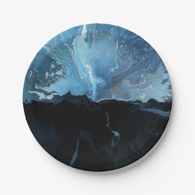 Blue Night Sky Galaxy Paper Plate (Front)