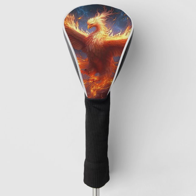 Blue Night Sky Phoenix Golf Head Cover (Front)