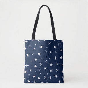 Blue night sky stars tote bag
