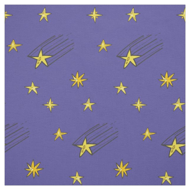 Blue Night Sky With Shooting Star Fabric by Yard (Swatch)