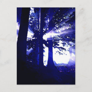 Blue Night Trees Postcard