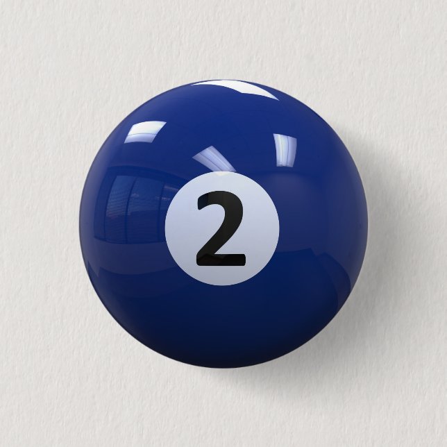 Blue No. 2 Billiard Pool Ball 3 Cm Round Badge (Front)