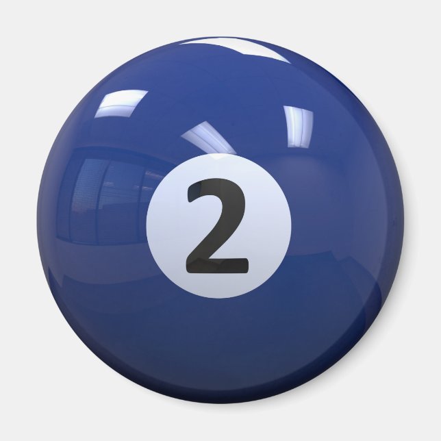Blue No. 2 Billiard Pool Ball Magnet (Front)