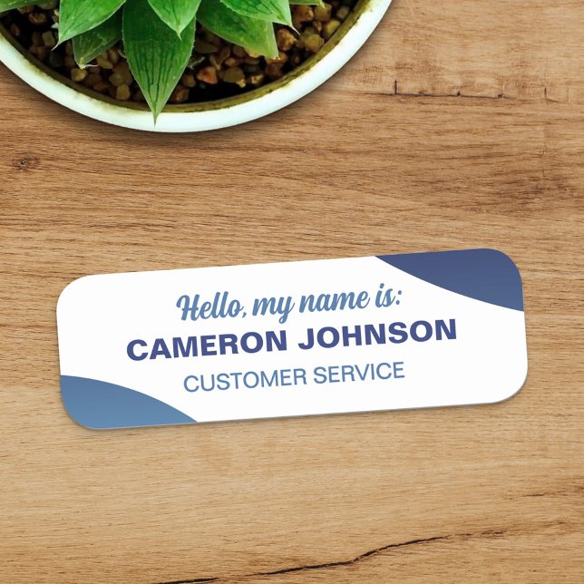Blue No Logo Employee Name & Title Name Tag (Creator Uploaded)