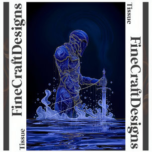 Blue Noble Knight With Sword Decoupage Right 150 Tissue Paper