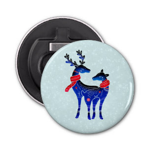 Blue Nordic Christmas Reindeer Pair Bottle Opener