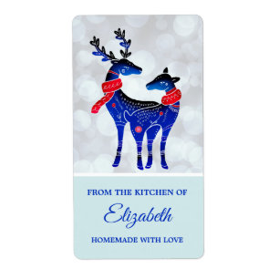 Blue Nordic Christmas Reindeer Pair Kitchen