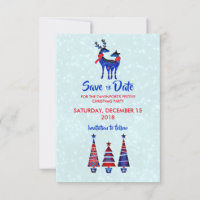 Blue Nordic Christmas Reindeer Pair Save The Date
