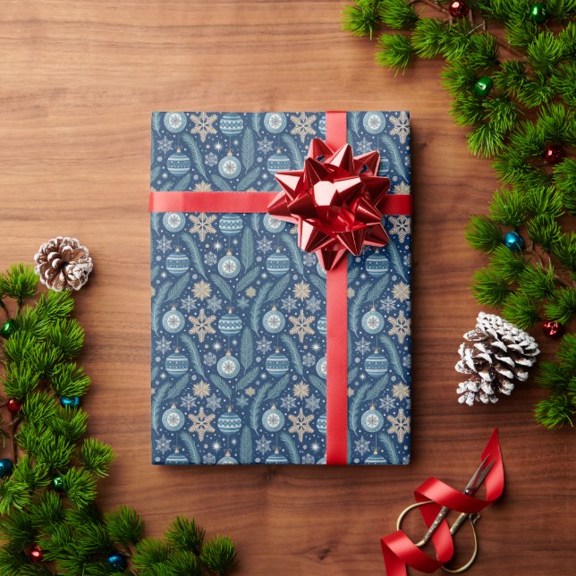 Blue Nordic Christmas Wrapping Paper (Holiday Gift)