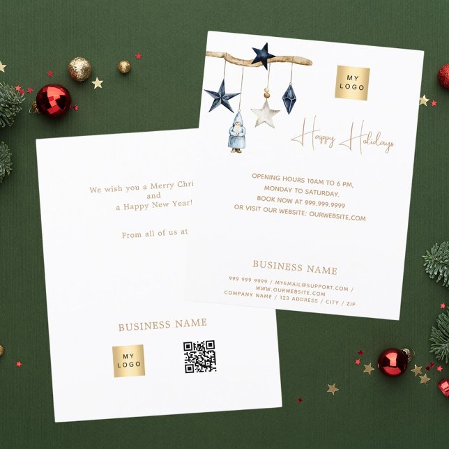 Blue nordic stars gnome QR business Christmas Flyer (Creator Uploaded)