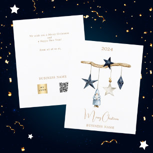 Blue nordic stars gnome QR business Christmas Flyer