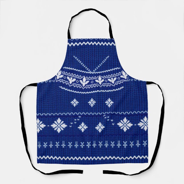 Blue Norwegian Knit, Apron (Front)