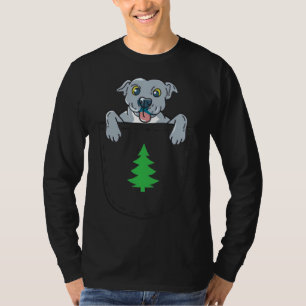 Blue Nose Pit Bull Puppy In Pocket & Christmas T-Shirt