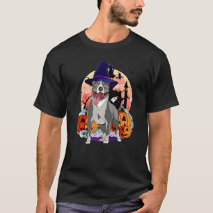 Blue Nose Pitbull Halloween Witch Pumpkin Pit Bull T-Shirt