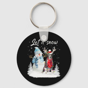 Blue Nose Pitbull Santa Dog Christmas Snowman Xmas Key Ring