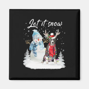Blue Nose Pitbull Santa Dog Christmas Snowman Xmas Magnet