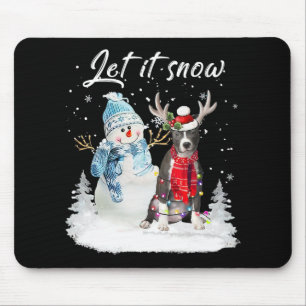Blue Nose Pitbull Santa Dog Christmas Snowman Xmas Mouse Mat