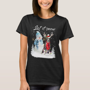 Blue Nose Pitbull Santa Dog Christmas Snowman Xmas T-Shirt