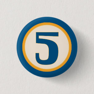 Blue Number 5 3 Cm Round Badge