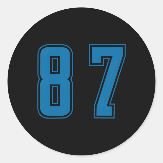 Blue Number 87 Team Junior Sports Numbered Uniform Classic Round Sticker (Front)