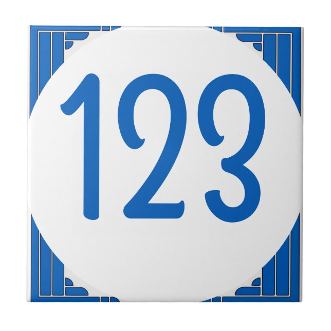 Blue Number for house numbers Tile (Front)