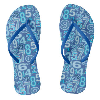 Blue Number Pattern Flip Flops