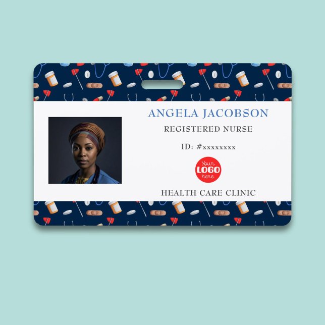 Blue Nurse Healthcare Logo Horizontal ID ID Badge (Creator Uploaded)