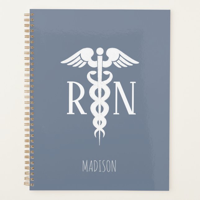 Blue Nurse Medical Caduceus Personalised Planner (Front)