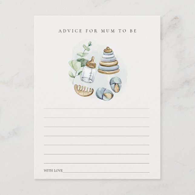 Blue Nursery Essential Advice for Mum Baby Shower Enclosure Card (Front)