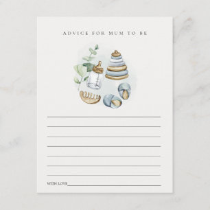 Blue Nursery Essential Advice for Mum Baby Shower Enclosure Card