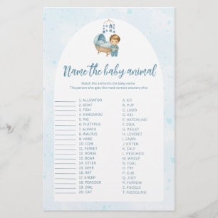 Blue Nursery Name the baby animal baby shower game