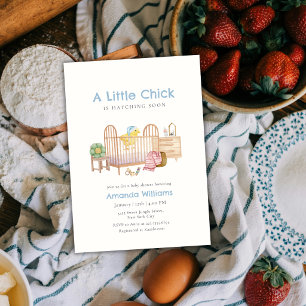 Blue Nursery Toys Little Chicken Baby Shower Invitation