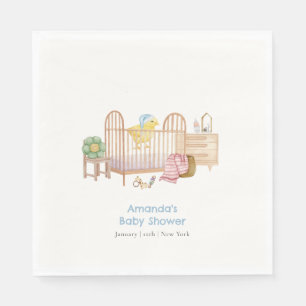 Blue Nursery Toys Little Chicken Baby Shower Napkin