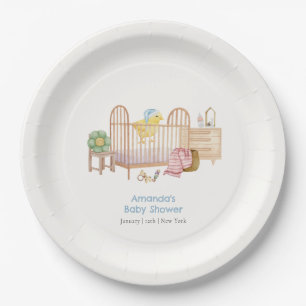 Blue Nursery Toys Little Chicken Baby Shower Paper Plate