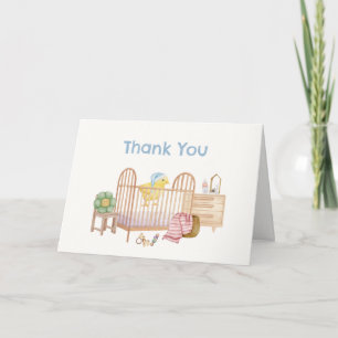 Blue Nursery Toys Little Chicken Baby Shower Thank You Card