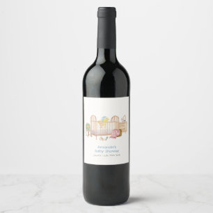 Blue Nursery Toys Little Chicken Baby Shower Wine Label